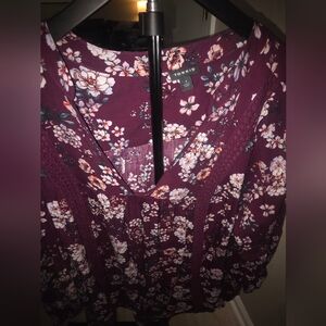 Torrid Women's Floral Blouse - Burgundy and Pink